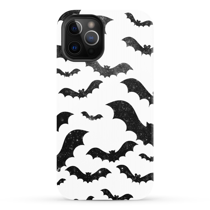 iPhone 12 Pro StrongFit Black starry night sky bats - Halloween by Oana 