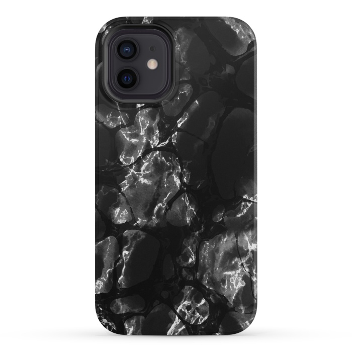 iPhone 12 mini StrongFit Black marble surface by Oana 