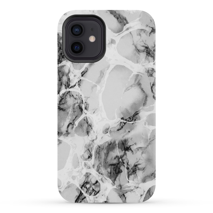 iPhone 12 mini StrongFit White gray marble artistic texture by Oana 