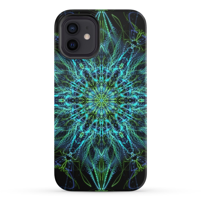 iPhone 12 mini StrongFit Neon Mandala I by Art Design Works