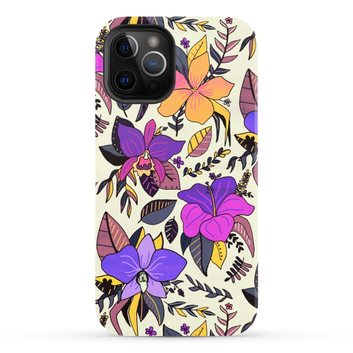 iPhone 12 Pro StrongFit Sunset Tropical Floral by Tigatiga
