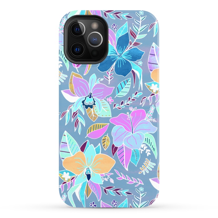 iPhone 12 Pro StrongFit Pastel Tropical Floral by Tigatiga