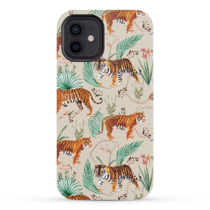 iPhone 12 mini StrongFit Tropical and Tigers by Uma Prabhakar Gokhale