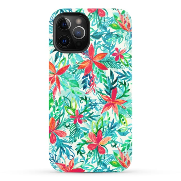 iPhone 12 Pro StrongFit Tropical Jungle Watercolor Floral by Micklyn Le Feuvre