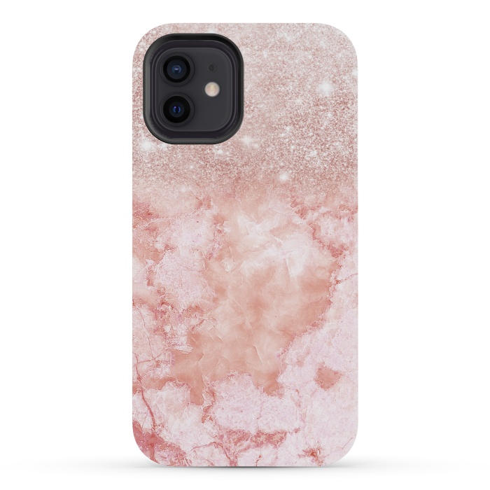 iPhone 12 mini StrongFit Glitter on Blush Agate by  Utart