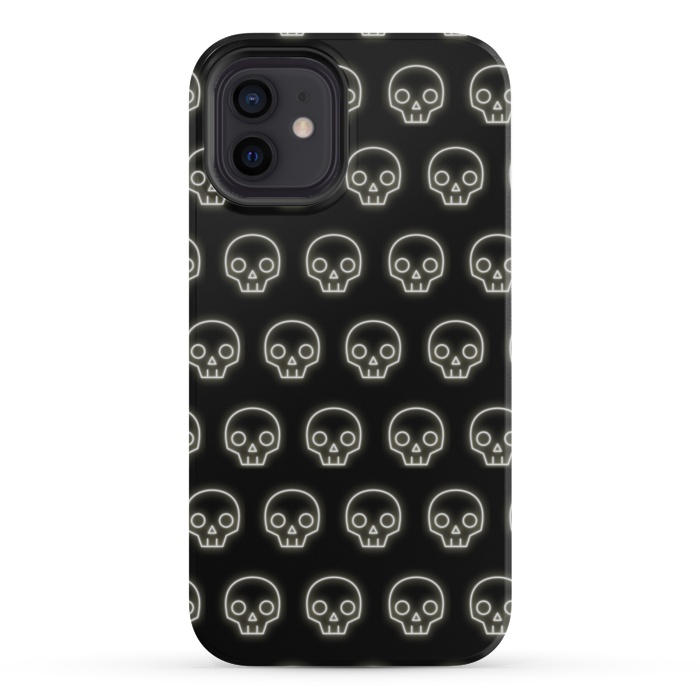 iPhone 12 mini StrongFit Neon skull by Laura Nagel