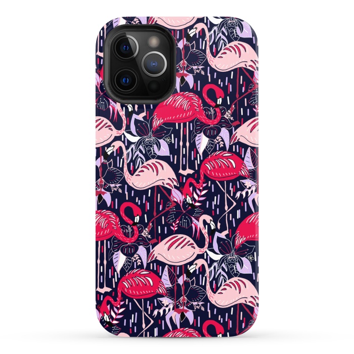 iPhone 12 Pro StrongFit Fantasy Flamingos  by Tigatiga