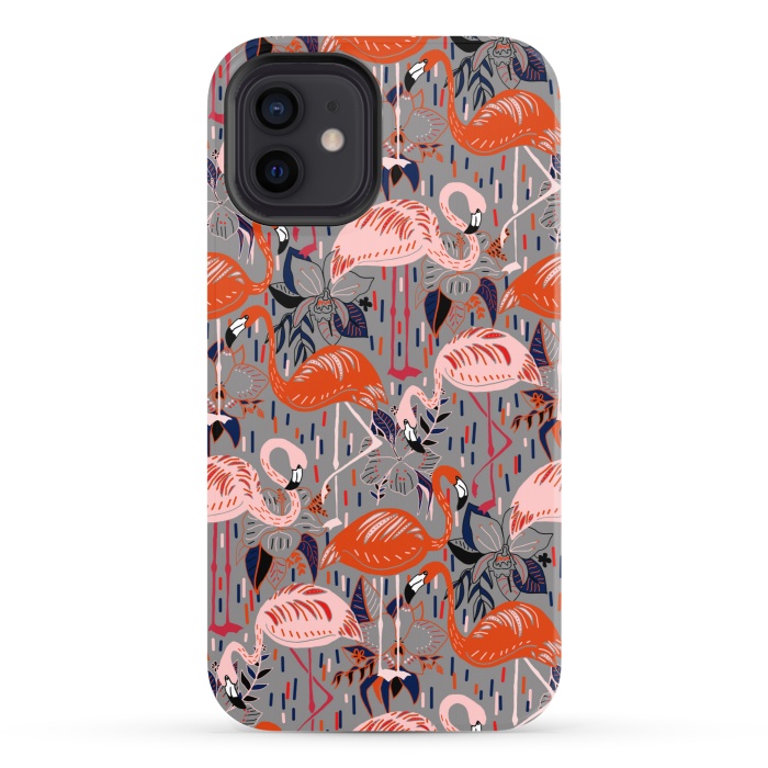 iPhone 12 StrongFit Flamingos  by Tigatiga