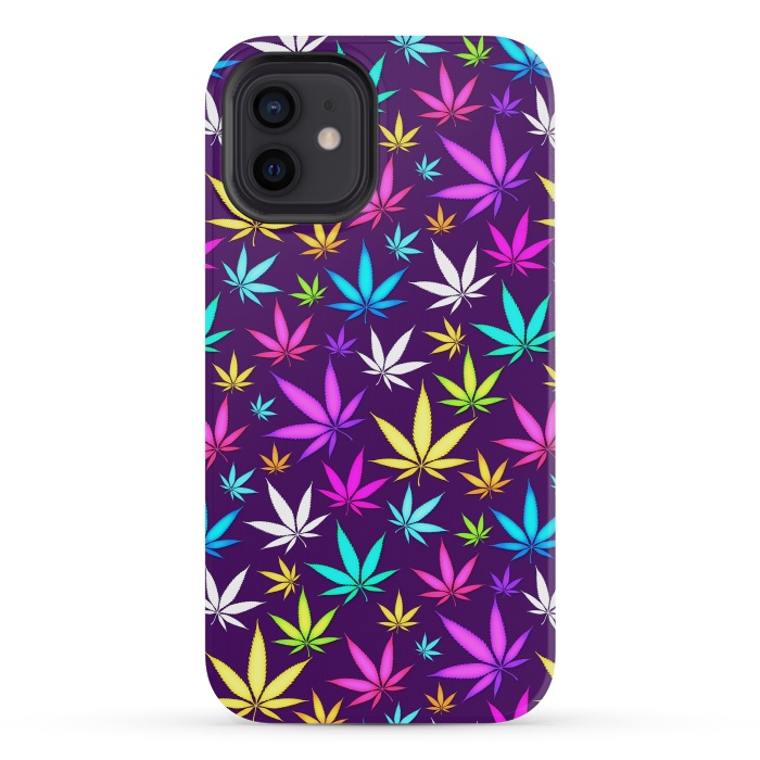 iPhone 12 mini StrongFit Colorful Weed Pattern by Art Design Works