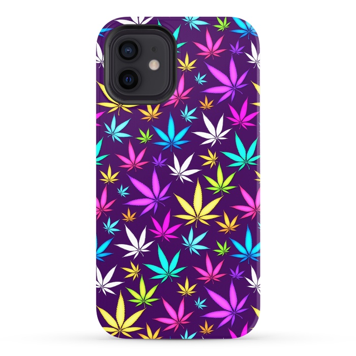 iPhone 12 StrongFit Colorful Weed Pattern by Art Design Works
