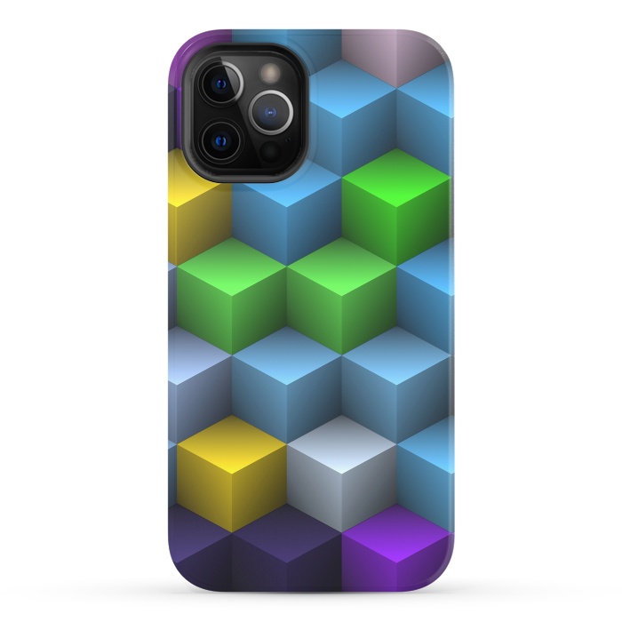 iPhone 12 Pro StrongFit 3D Colorful Squares Pattern by Art Design Works