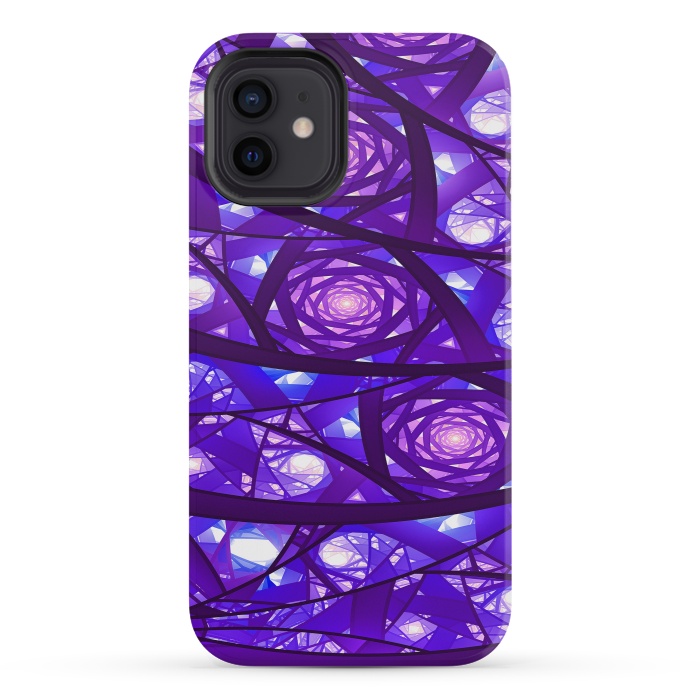 iPhone 12 mini StrongFit Purple Fractal Pattern by Art Design Works
