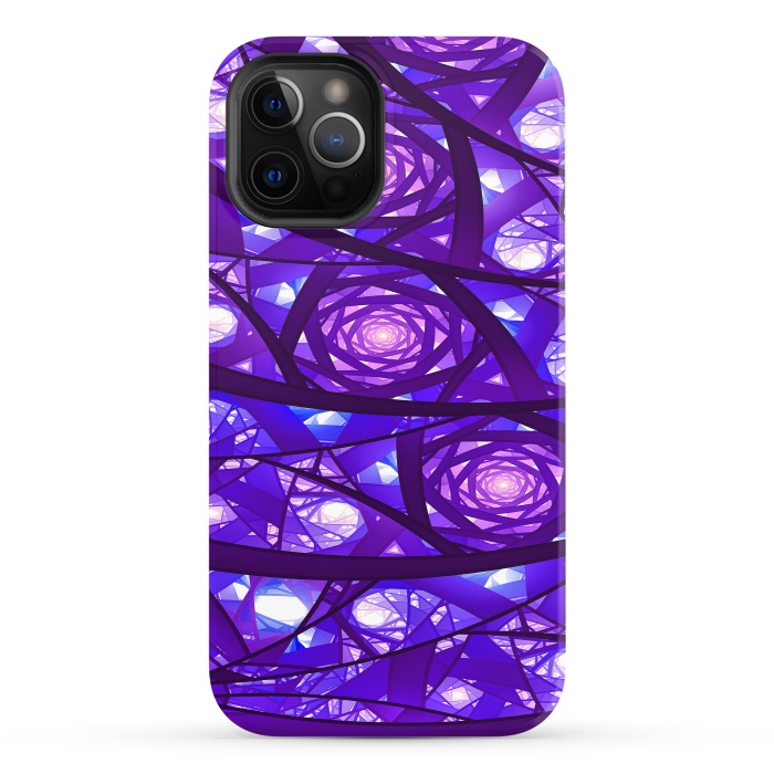 iPhone 12 Pro StrongFit Purple Fractal Pattern by Art Design Works