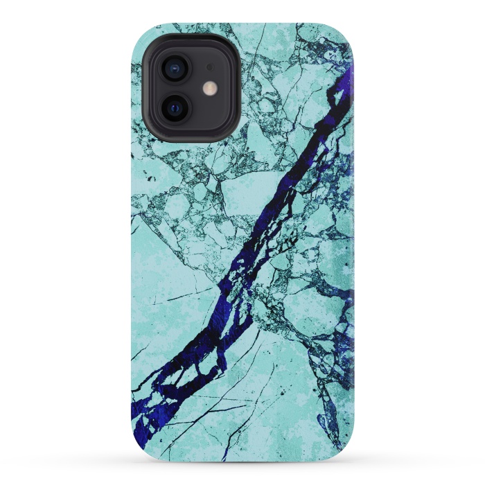 iPhone 12 mini StrongFit Turquoise blue marble by Oana 