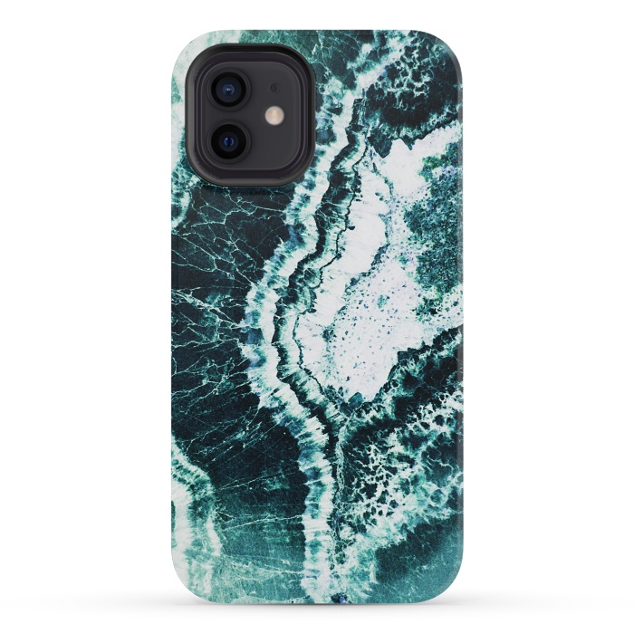 iPhone 12 mini StrongFit Emerald green agate marble art by Oana 