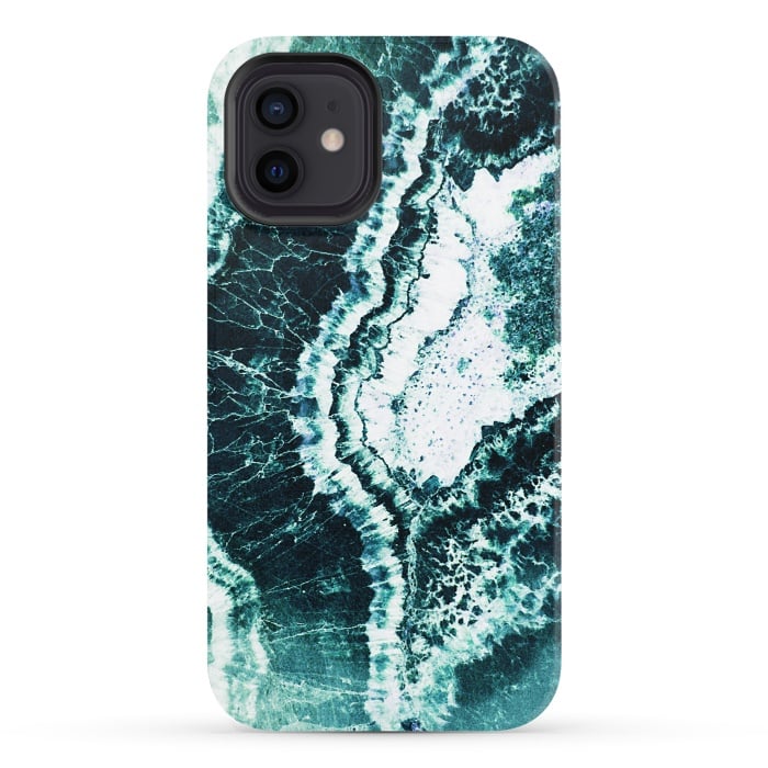 iPhone 12 StrongFit Emerald green agate marble art by Oana 
