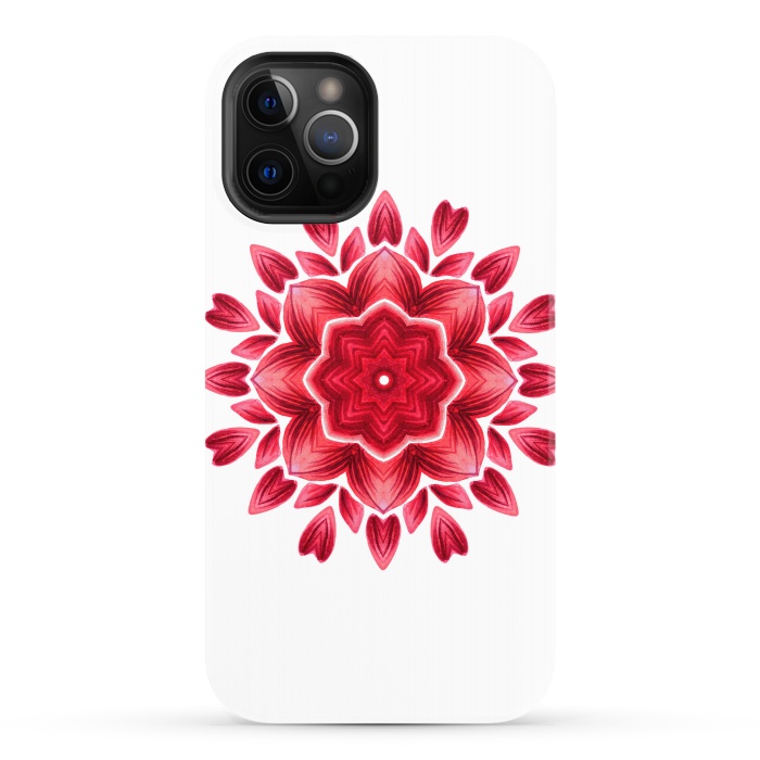 iPhone 12 Pro StrongFit Abstract Watercolor Rose Petal Floral Mandala by Boriana Giormova