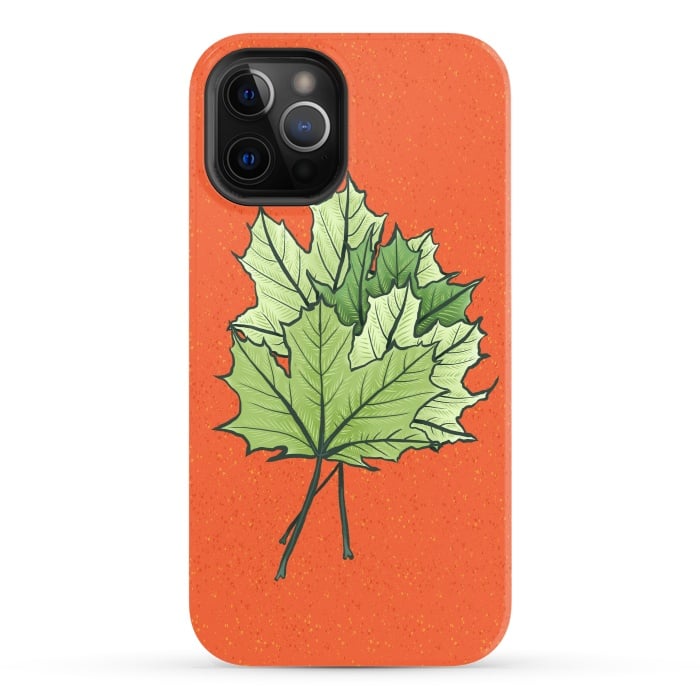 iPhone 12 Pro StrongFit Maple Leaves Digital Art In Green And Orange by Boriana Giormova