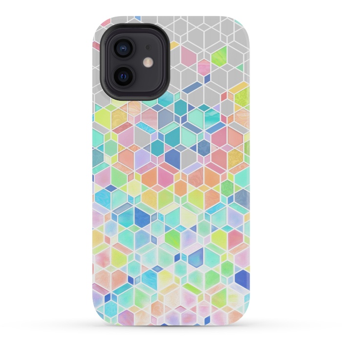 iPhone 12 mini StrongFit Rainbow Cubes and Diamonds by Micklyn Le Feuvre