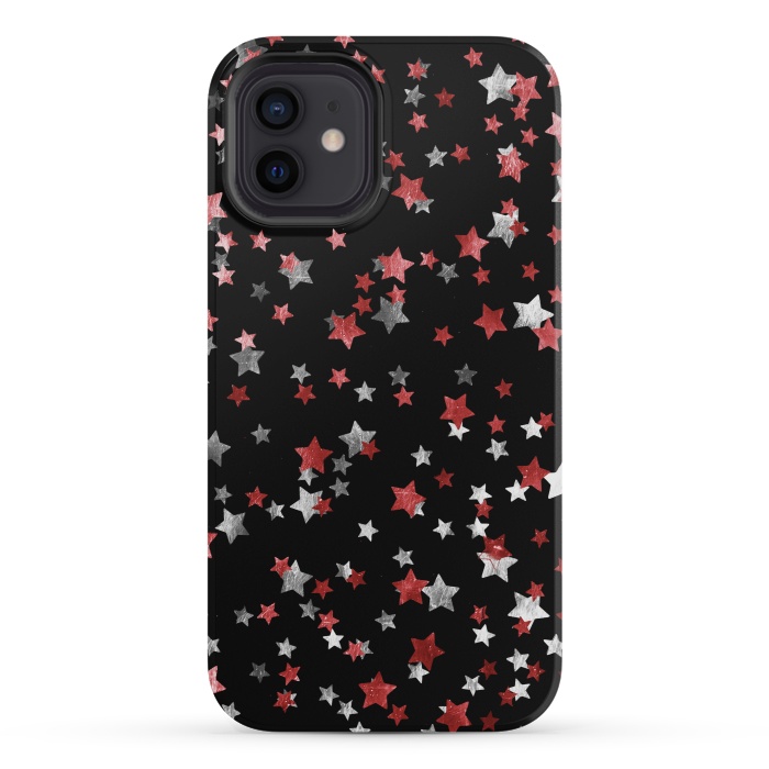 iPhone 12 mini StrongFit Rust copper and silver party stars by Oana 