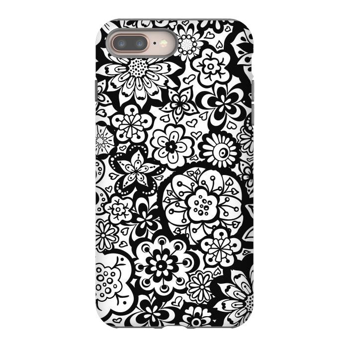 iPhone 7 plus StrongFit Beautiful Bouquet of Blooms-Black and White by Paula Ohreen