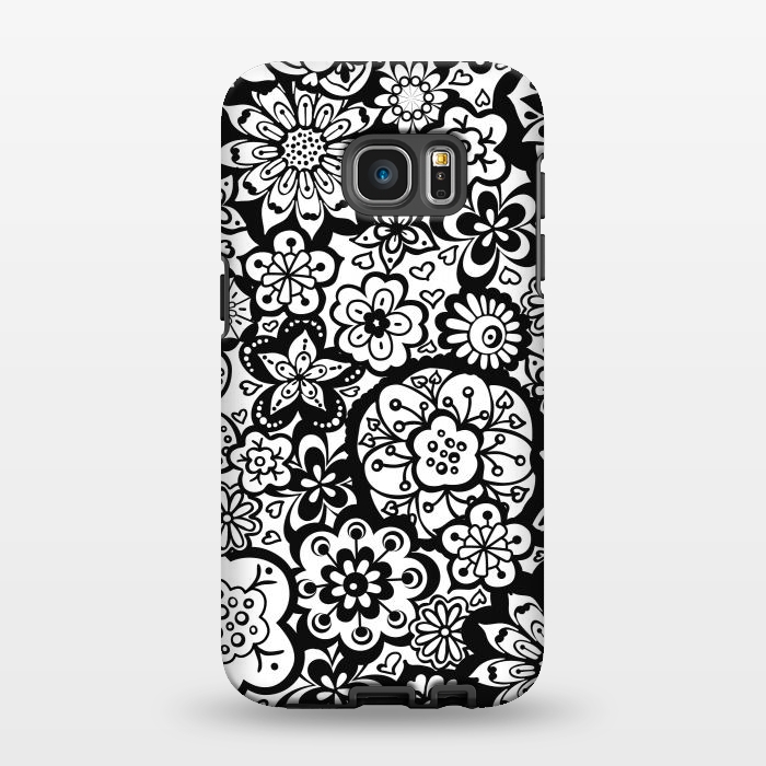 Galaxy S7 EDGE StrongFit Beautiful Bouquet of Blooms-Black and White by Paula Ohreen