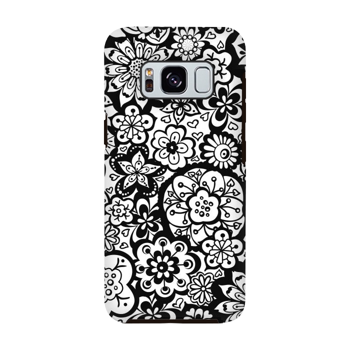 Galaxy S8 StrongFit Beautiful Bouquet of Blooms-Black and White by Paula Ohreen