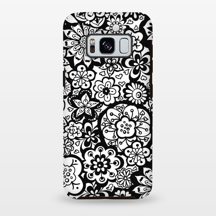 Galaxy S8 plus StrongFit Beautiful Bouquet of Blooms-Black and White by Paula Ohreen