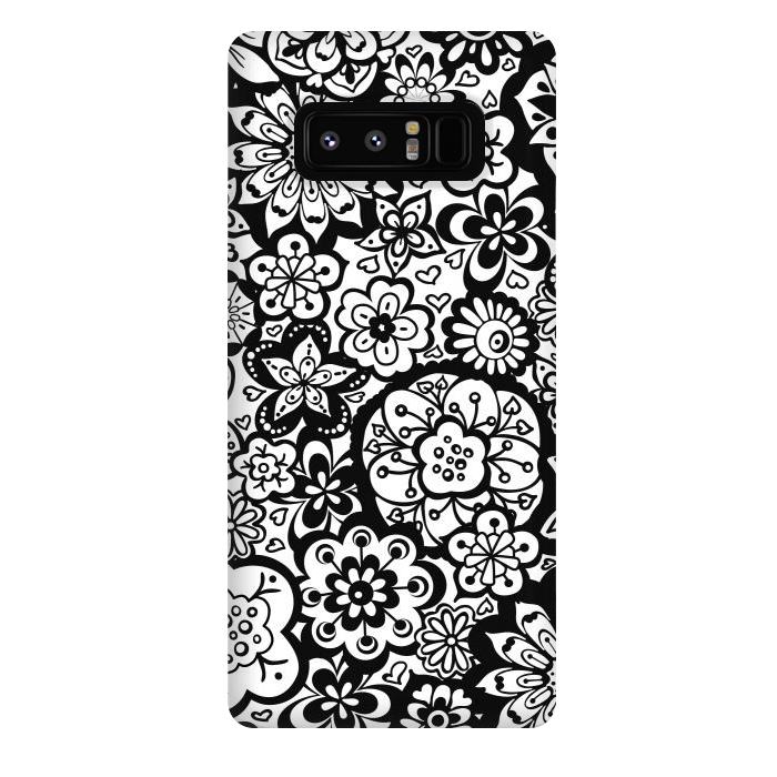 Galaxy Note 8 StrongFit Beautiful Bouquet of Blooms-Black and White by Paula Ohreen