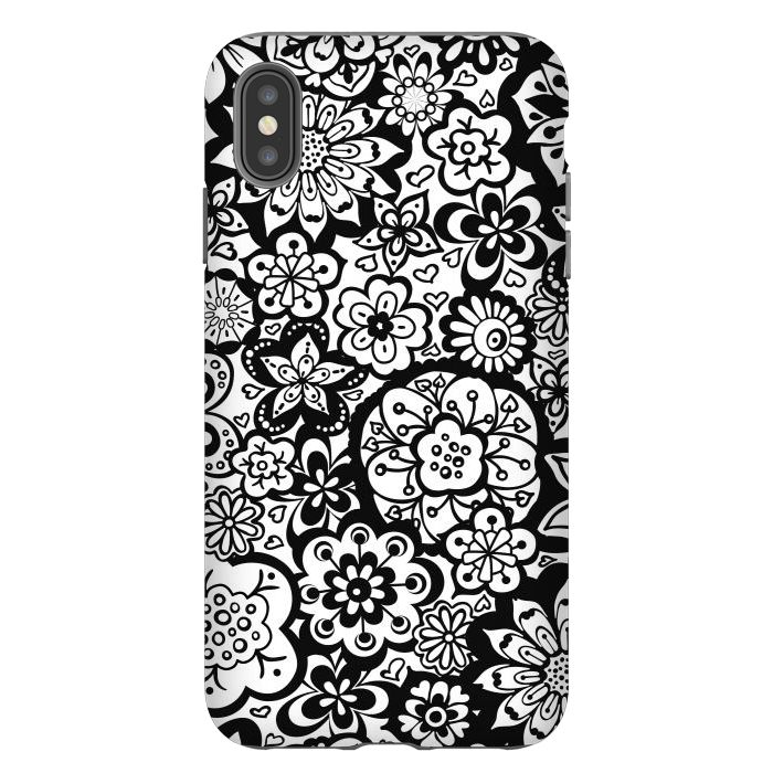 iPhone Xs Max StrongFit Beautiful Bouquet of Blooms-Black and White by Paula Ohreen