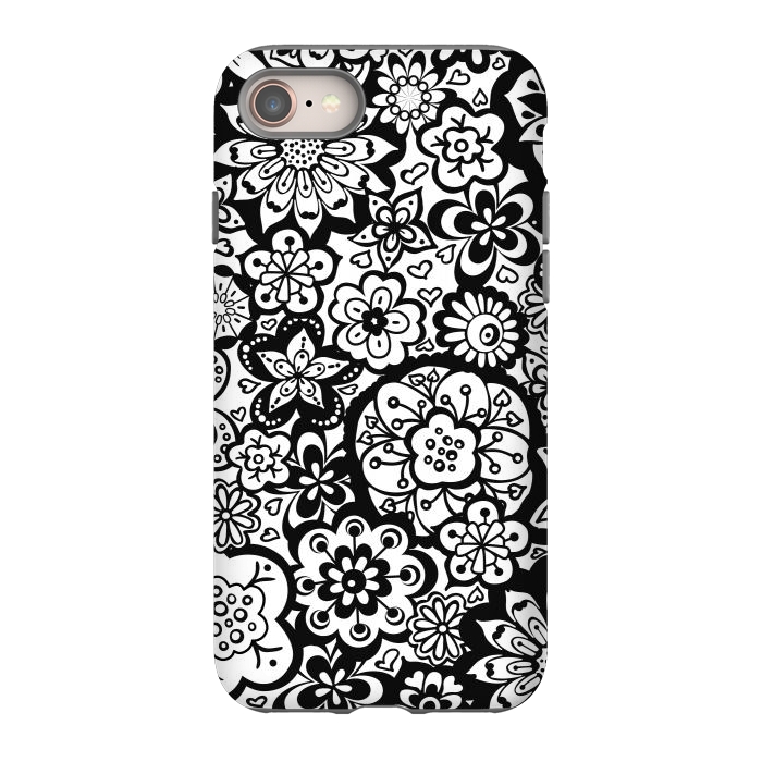 iPhone SE StrongFit Beautiful Bouquet of Blooms-Black and White by Paula Ohreen