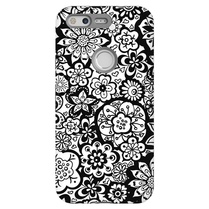 Pixel StrongFit Beautiful Bouquet of Blooms-Black and White by Paula Ohreen