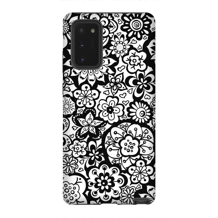 Galaxy Note 20 StrongFit Beautiful Bouquet of Blooms-Black and White by Paula Ohreen
