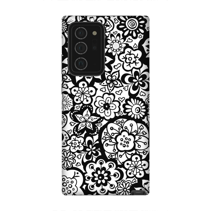Galaxy Note 20 Ultra StrongFit Beautiful Bouquet of Blooms-Black and White by Paula Ohreen