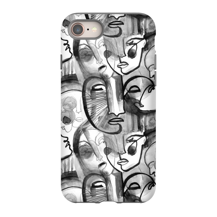 iPhone 8 StrongFit Tribal ink line art portaits by Oana 