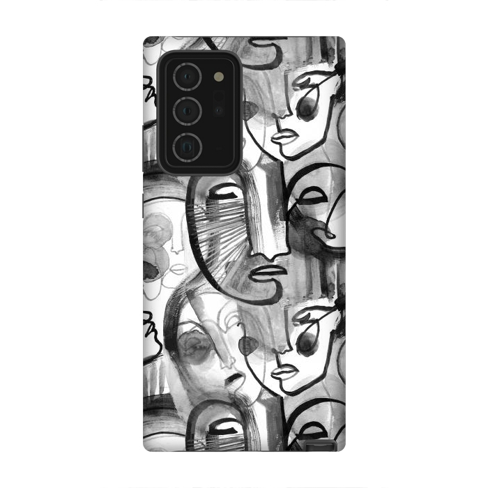 Galaxy Note 20 Ultra StrongFit Tribal ink line art portaits by Oana 
