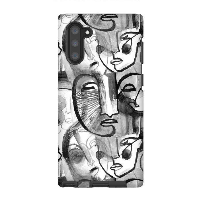 Galaxy Note 10 StrongFit Tribal ink line art portaits by Oana 