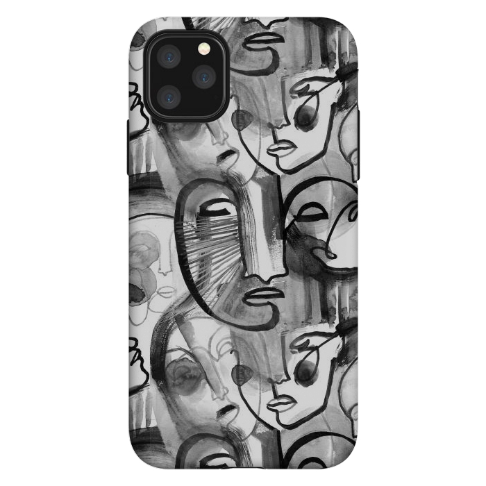 iPhone 11 Pro Max StrongFit Tribal ink line art portaits by Oana 