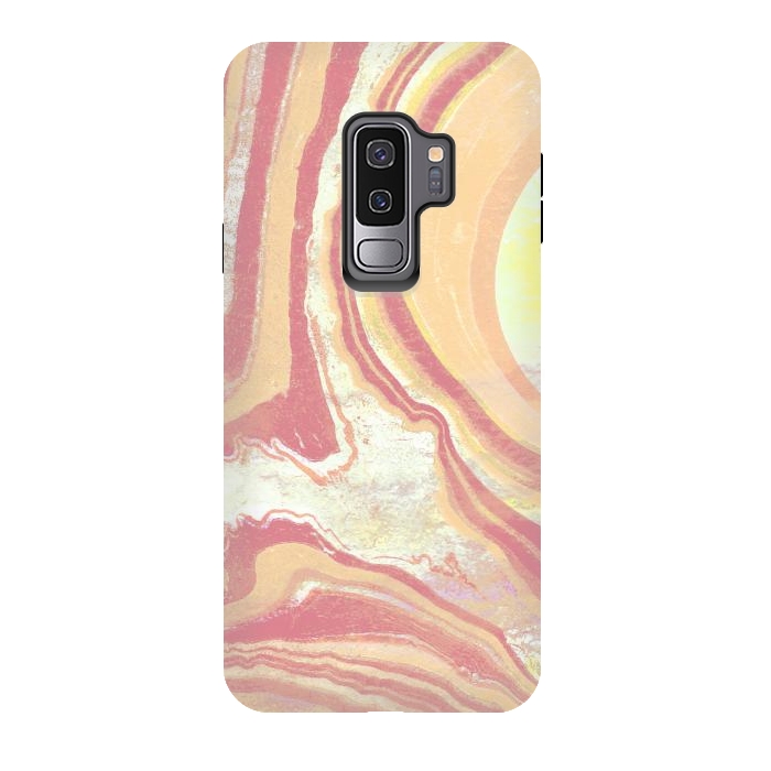 Galaxy S9 plus StrongFit Solar terracotta yellow marble art by Oana 