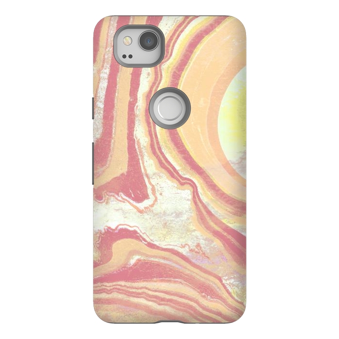 Pixel 2 StrongFit Solar terracotta yellow marble art by Oana 