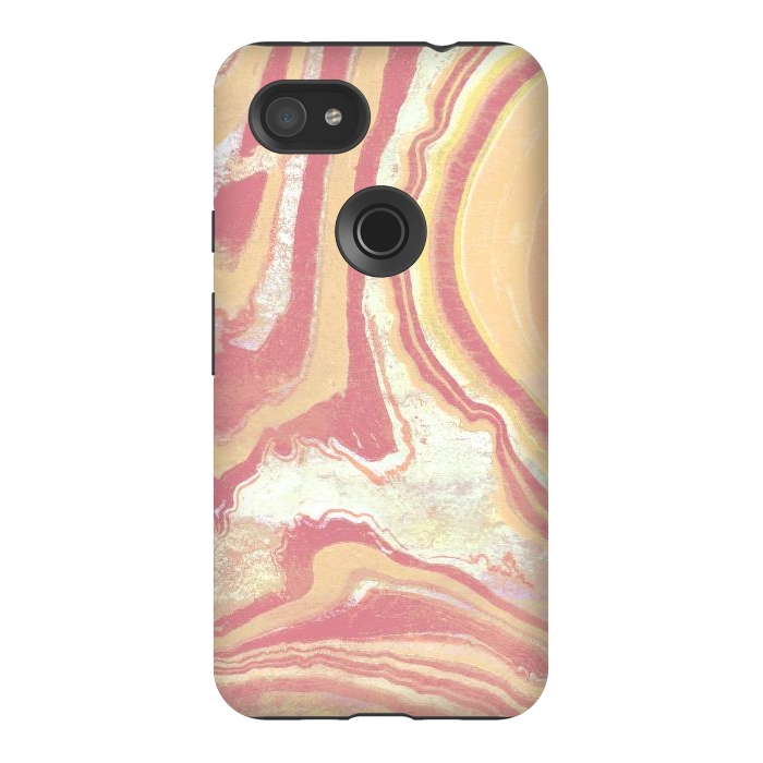 Pixel 3AXL StrongFit Solar terracotta yellow marble art by Oana 