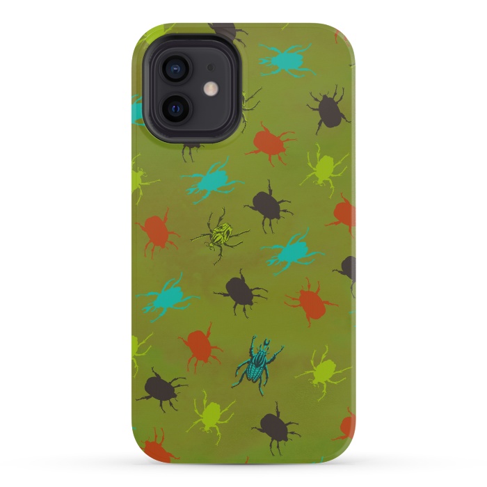 iPhone 12 mini StrongFit Beetles & Bugs by Lotti Brown