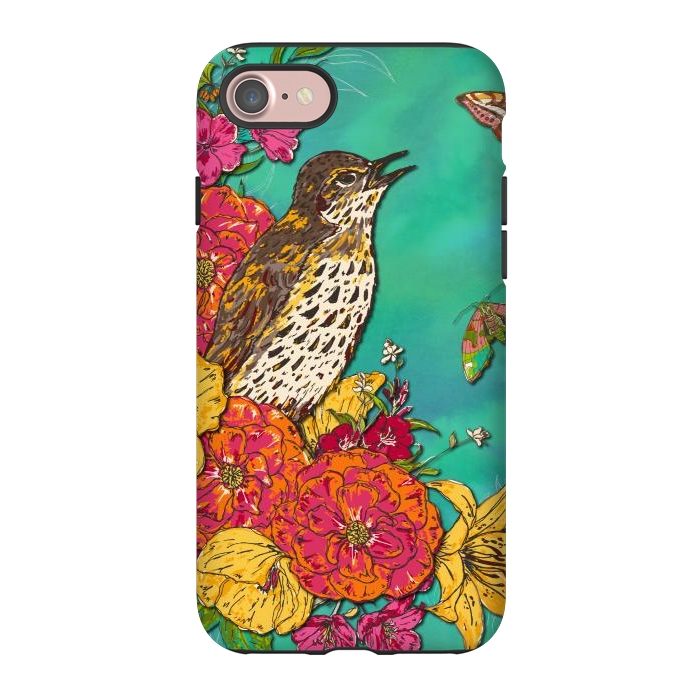 iPhone 7 StrongFit Floral Songthrush by Lotti Brown