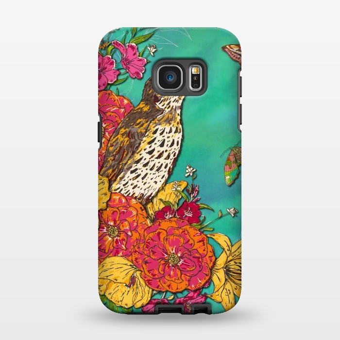 Galaxy S7 EDGE StrongFit Floral Songthrush by Lotti Brown