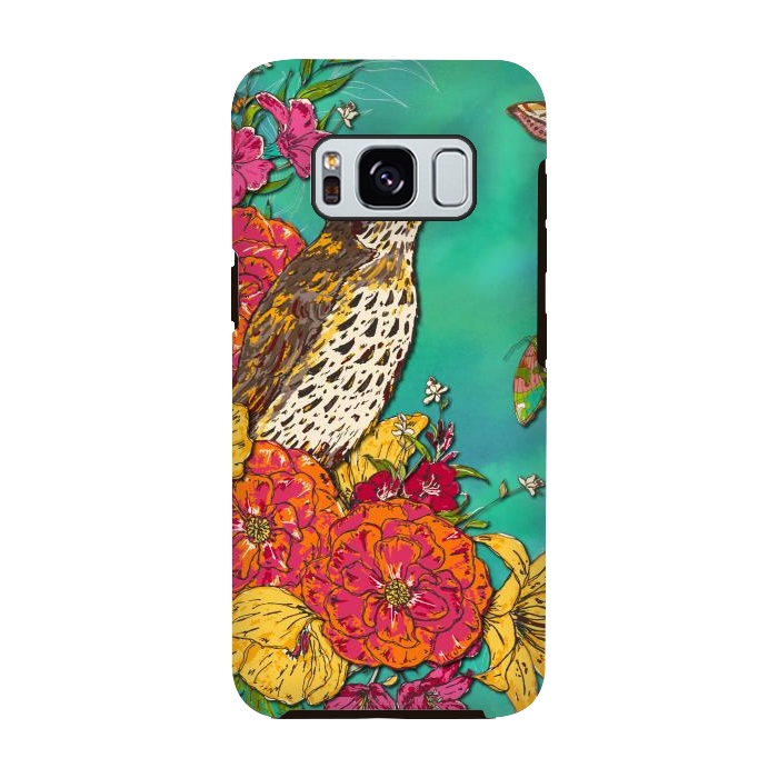 Galaxy S8 StrongFit Floral Songthrush by Lotti Brown