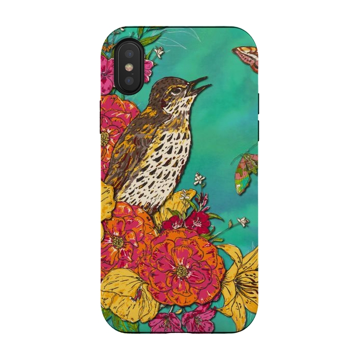 iPhone Xs / X StrongFit Floral Songthrush by Lotti Brown