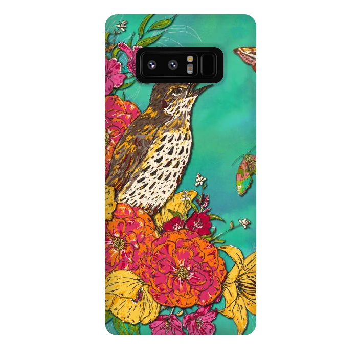 Galaxy Note 8 StrongFit Floral Songthrush by Lotti Brown