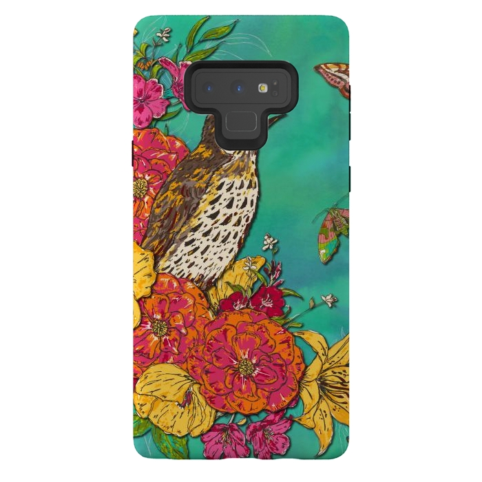 Galaxy Note 9 StrongFit Floral Songthrush by Lotti Brown