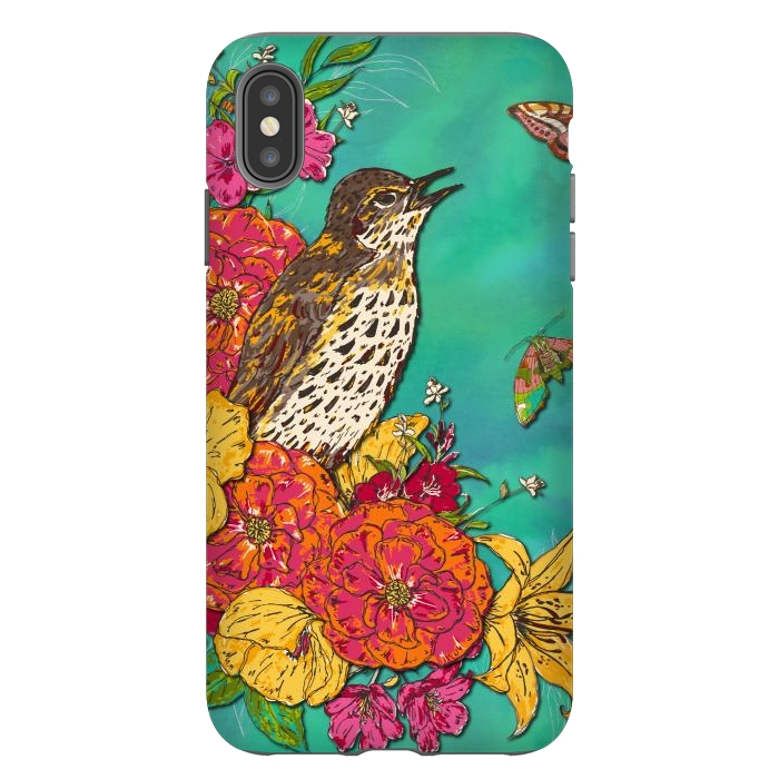 iPhone Xs Max StrongFit Floral Songthrush by Lotti Brown