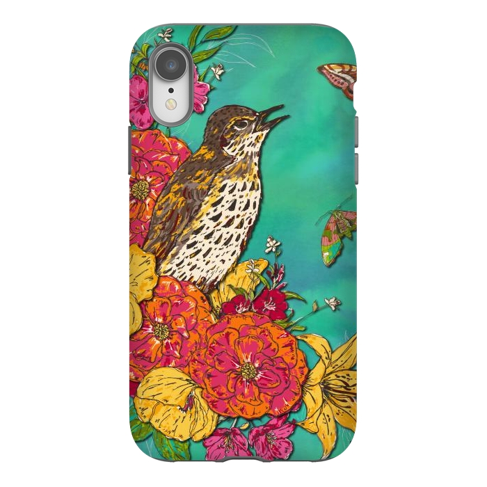 iPhone Xr StrongFit Floral Songthrush by Lotti Brown